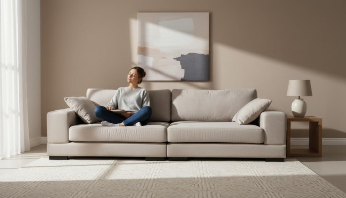 Sofa 4 Sitzer Stoffsofas Luxus Designer Couch Couchen big Polster Lümmel 274cm