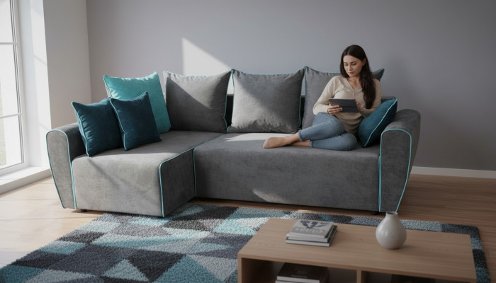 Big Sofa Couch Ecksofa Schlaf xxl Polster Eck Garnitur Stoff Wohnlandschaft