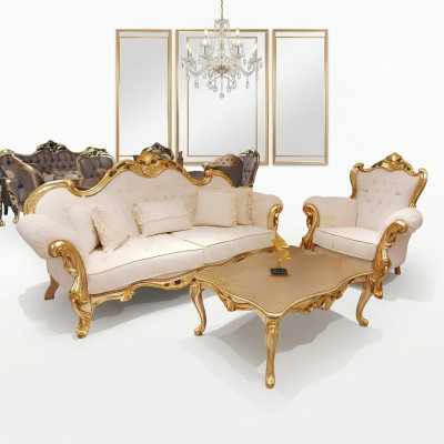 Sofagarnitur 3+3+1+1 Sitzer Klassisch Relax Sessel Chesterfield Barock Stil 4tlg