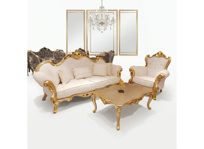 Sofagarnitur 3+3+1+1 Sitzer Klassisch Relax Sessel Chesterfield Barock Stil 4tlg