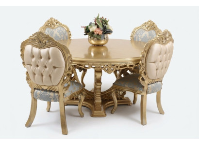 Esszimmer set 4 Stühle Set Esszimmer Designer Holz Stuhl Garnitur Rund Tisch Neu