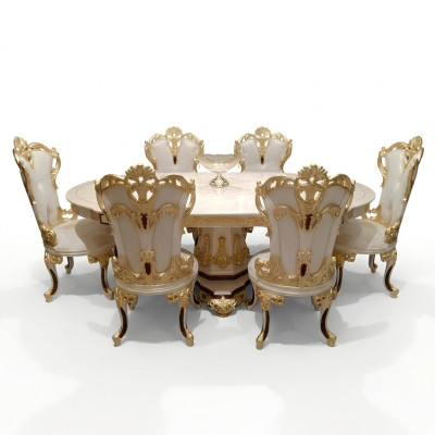 Garnitur Esszimmer Stuhl Set 6x Stühle Luxus Möbel Gruppe Sessel Sitzgarnitur