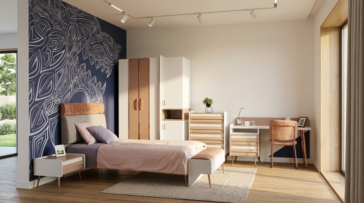 Komplett Jugendzimmer Kinderzimmer Set Kleiderschrank Kommode Schreibtisch 6tlg.