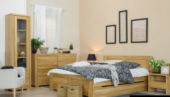 Schlafzimmer Holzbett Echtes Holz Bett Betten Hotel 180x200 cm Stil Massive Möbel