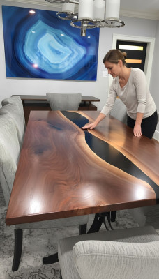 Epoxidharz Esstisch River Table Echtes Holz Massiv Tische 240x100 Flusstisch Neu