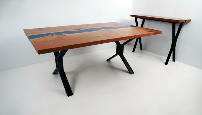Maßanfertigung Tisch Epoxidharz Epoxy Fluss Echtes Holz Preis 1qm Tische Resin