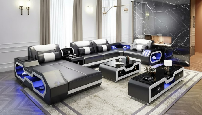 Design Eckgarnitur Ecksofa Sofa Couch Sofas Couchen Tisch 2tlg. Wohnlandschaft