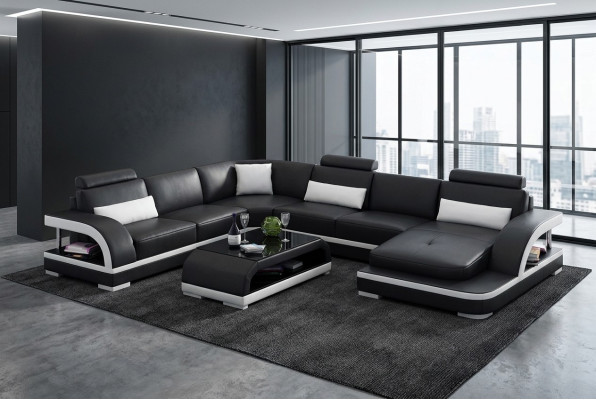 Design Ecksofa Wohnzimmer Deko Möbel Moderne Eckcouch Lederpolster Couch