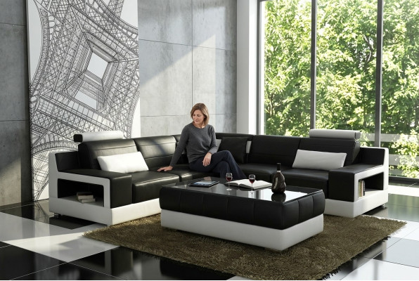 Sofa Ledersofa Ecksofa Polster Eckgarnitur Polster Couch Garnitur Wohnlandschaft