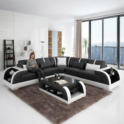 Design Moderne Ecksofa Wohnzimmer Möbel Eckcouch Lederpolster Couch
