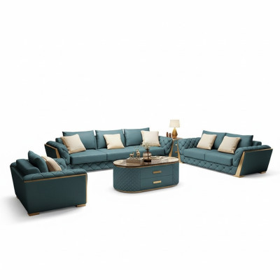 Leder Designer Sofa Couch Polster Garnitur 6tlg. Set Garnituren Couchtisch
