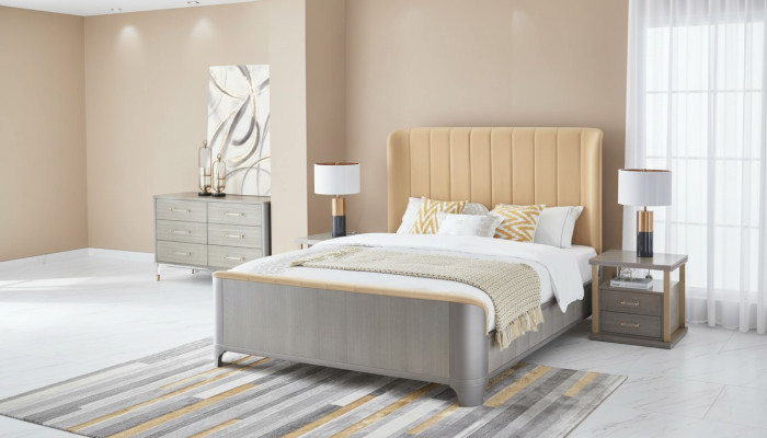 Schlafzimmer Set Bett Nachttisch Design Modern Betten Gruppe Leder 3 tlg.