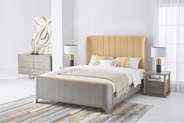 Schlafzimmer Set Bett Nachttisch Design Modern Betten Gruppe Leder 3 tlg.