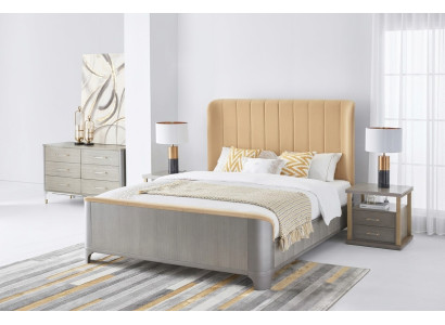 Schlafzimmer Set Bett Nachttisch Design Modern Betten Gruppe Leder 3 tlg.