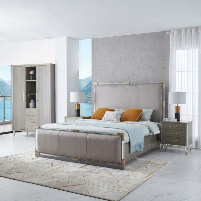 Luxus Schlafzimmer Möbel Bett 2x Nachttisch Set Betten dubai hotel möbel