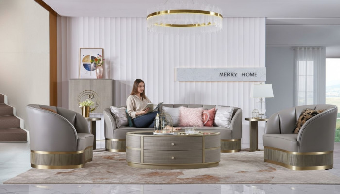 Design Einrichtung Möbel Sofagarnitur 3+1 Sitzer Couch Polster Set Ledersofa
