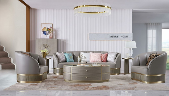 Design Einrichtung Möbel Sofagarnitur 3+1 Sitzer Couch Polster Set Ledersofa