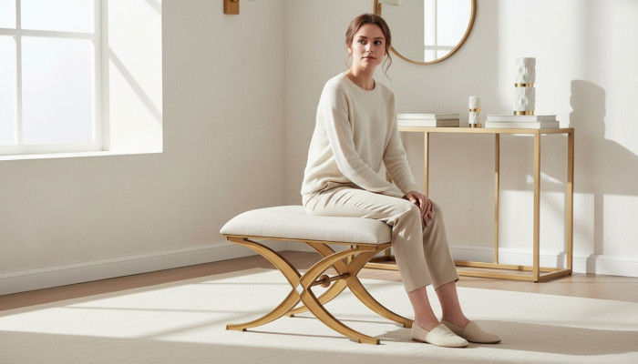 Design Hocker Bank Luxus Möbel Pouf Fußhocker Polsterhocker Sitzhocker