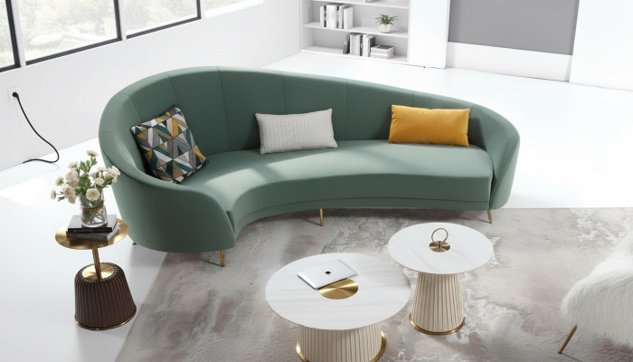 Rund Sofa + Couchtisch Modernes Sofa Wohnzimmer Couchtisch Möbel Komplett Set