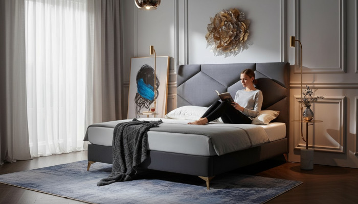Schlafzimmer Set Bett + 2x Nachttische 3tlg. Nachttisch Möbel Luxus Hotel Samt