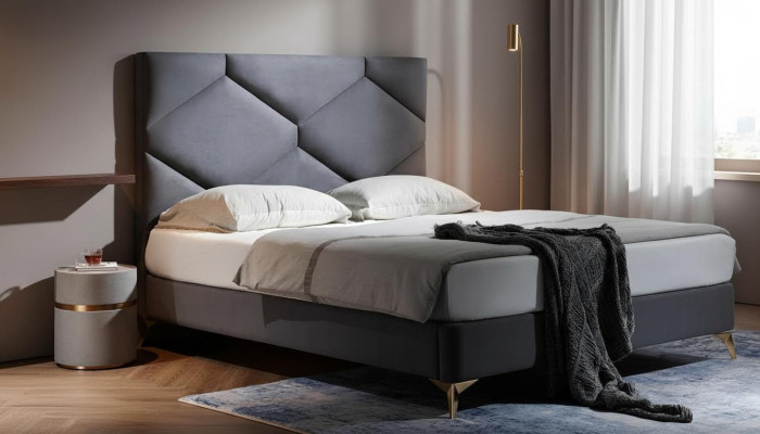 Schlafzimmer Set Bett + 2x Nachttische 3tlg. Nachttisch Möbel Luxus Hotel Samt