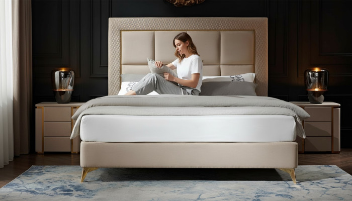 Bett 2x Nachttisch 3tlg. Schlafzimmer Set Design Luxus Schlafzimmer Komplett Neu