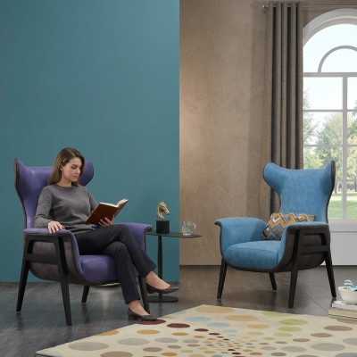 Sessel Textil Wohnzimmer Lounge Luxus Design Möbel Stühle Moderner