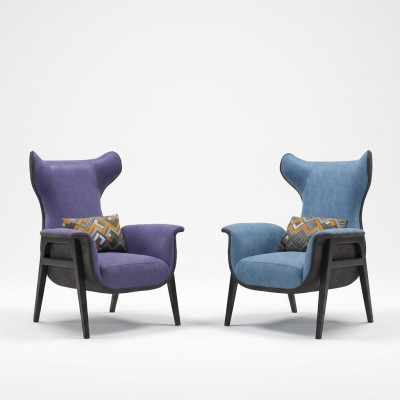 Sessel Textil Wohnzimmer Lounge Luxus Design Möbel Stühle Moderner