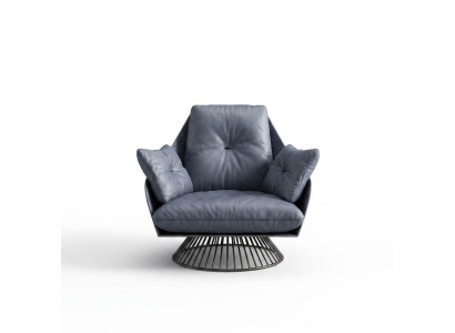Sessel Design Grau Metall Relax Club Lounge Einsitzer Polster Stoff Leder