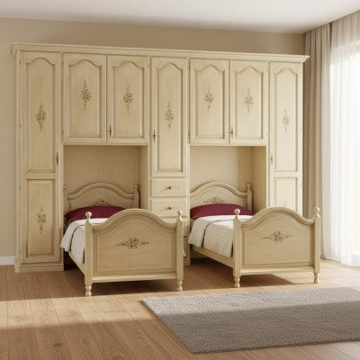 Klassischer Kleiderschrank mit Betten Hotel Einrichtung Bett Schrank Set Möbel