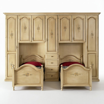 Klassischer Kleiderschrank mit Betten Hotel Einrichtung Bett Schrank Set Möbel