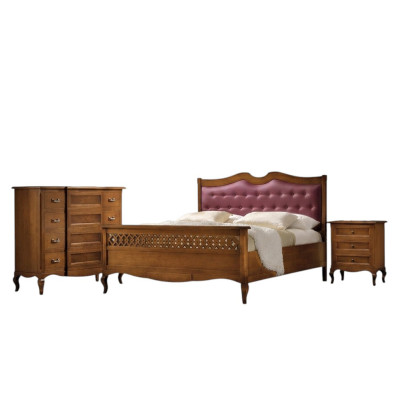 Italienisches Designer Schlafzimmer Bett 2x Nachttische Kommode 4tlg. Set Neu