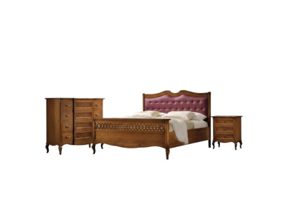 Italienisches Designer Schlafzimmer Bett 2x Nachttische Kommode 4tlg. Set Neu