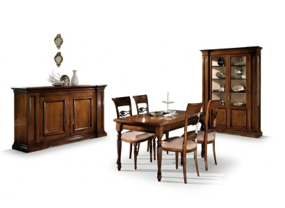 Esszimmer Set Garnitur Stühle 4x Vitrine Gruppe Essgruppe Vitrinen 7tlg. Kommode