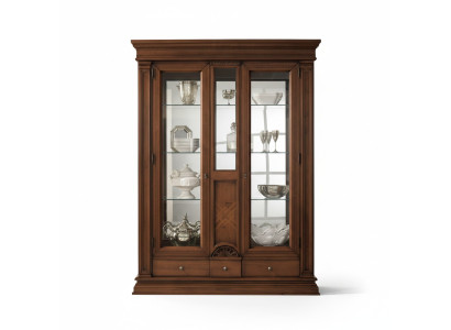 Holz Vitrinen Glas Schrank Echtholz Anrichte Vitrine Wohnzimmer Möbel Massive