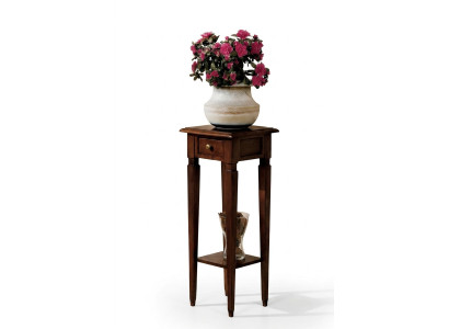 Holz-Blumenständer in Braun mit Schublade und Regal