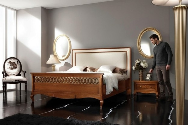 Schlafzimmer Möbel Set Garnitur Italienische Möbel Nachttisch Massives Holz 3tlg
