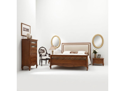 Luxus Schlafzimmer Set 4tlg. Bett 2 Nachttische Kommode Massivholz Möbel Italien