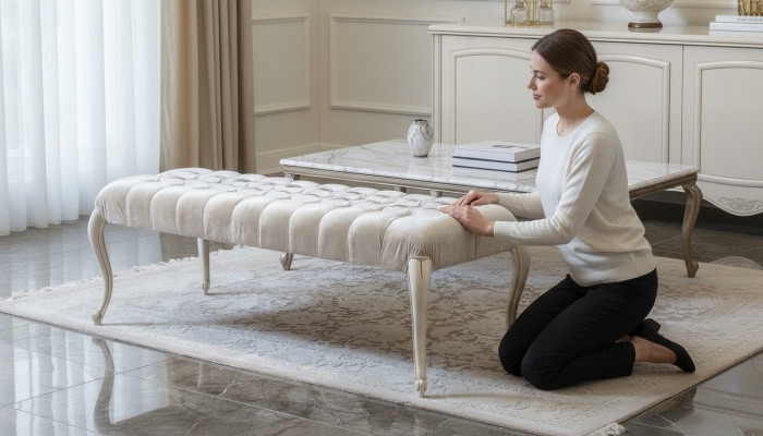 Textil Hocker Polster Fußhocker Beistell Ottomane Chaise Lounge Bank Neu