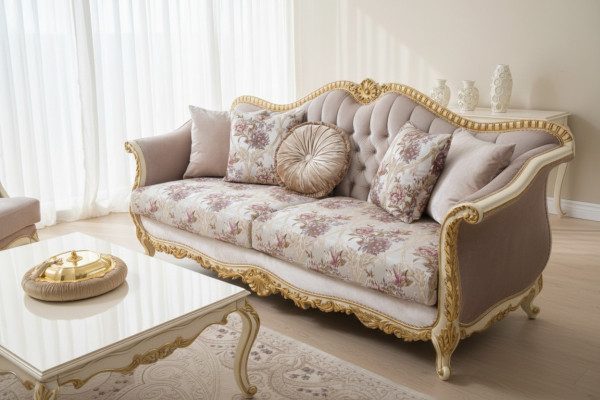 Sofa 3 Sitzer Klassische Couchen Luxus Möbel Sofas Stoff Couch Dreisitzer