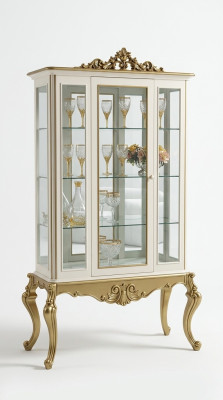 Vitrine Luxus Regal Holz Anrichte Schränke Wohnzimmer Glasschrank Neu