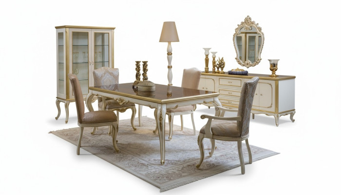 Design Esszimmer Set 8tlg Esstisch Stuhl Kommode Vitrine Spiegel Tische Holz