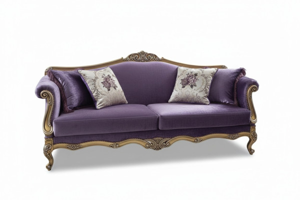 Dreisitzer Sofa 3 Sitzer Couches Luxus Couch Samt Barock Rokoko Violett