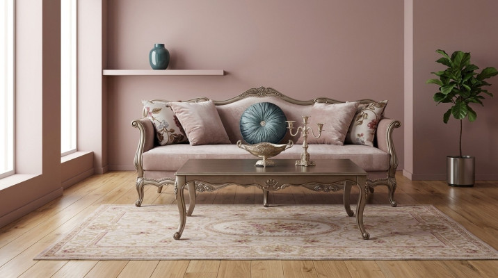 Dreisitzer Sofa 3 Sitzer Couches Sofas Luxus Gepolsterte Stoff Flieder