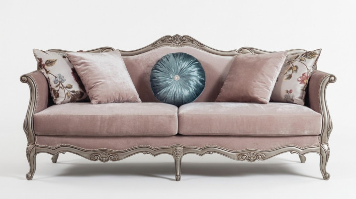 Dreisitzer Sofa 3 Sitzer Couches Sofas Luxus Gepolsterte Stoff Flieder