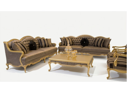 Komplett Set Sofagarnitur 3+3+1+1 Sitz Sofas Couchtisch Barock Rokoko 5tlg