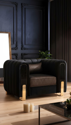 Medusa Sessel Luxus Einsitzer Couch Textil Polster Möbel Couchen Schwarz Stoff