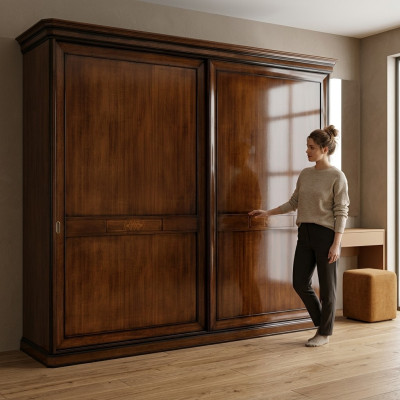 Echtholz Kleiderschrank Holzschrank Schrank Massive Schlafzimmer Möbel Italien