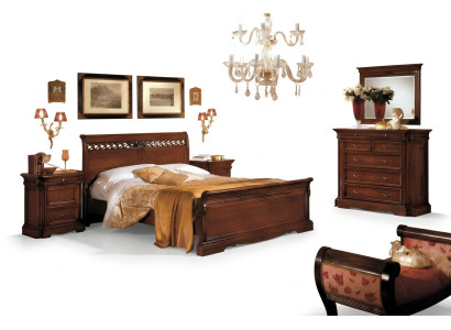 5tlg.Set Schlafzimmermöbel Bett 2 Nachttische Kommode mit Spiegel Braun Neu