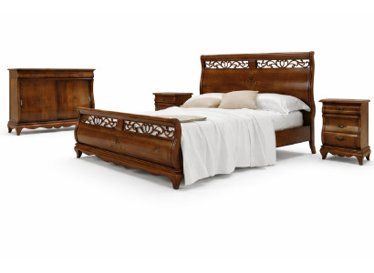 Schlafzimmermöbel Set 4tlg. Bett 2 Nachttische Kommode Massivholz Design Möbel